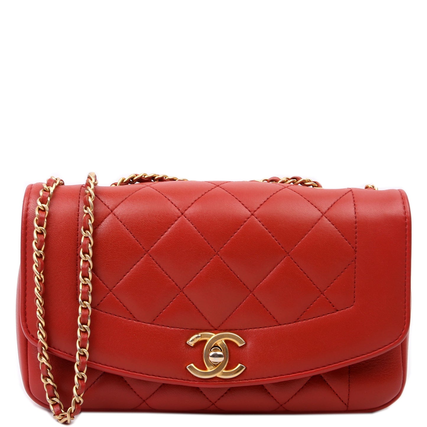 Chanel Vintage Flap Medium Lambskin 20M Red Bag