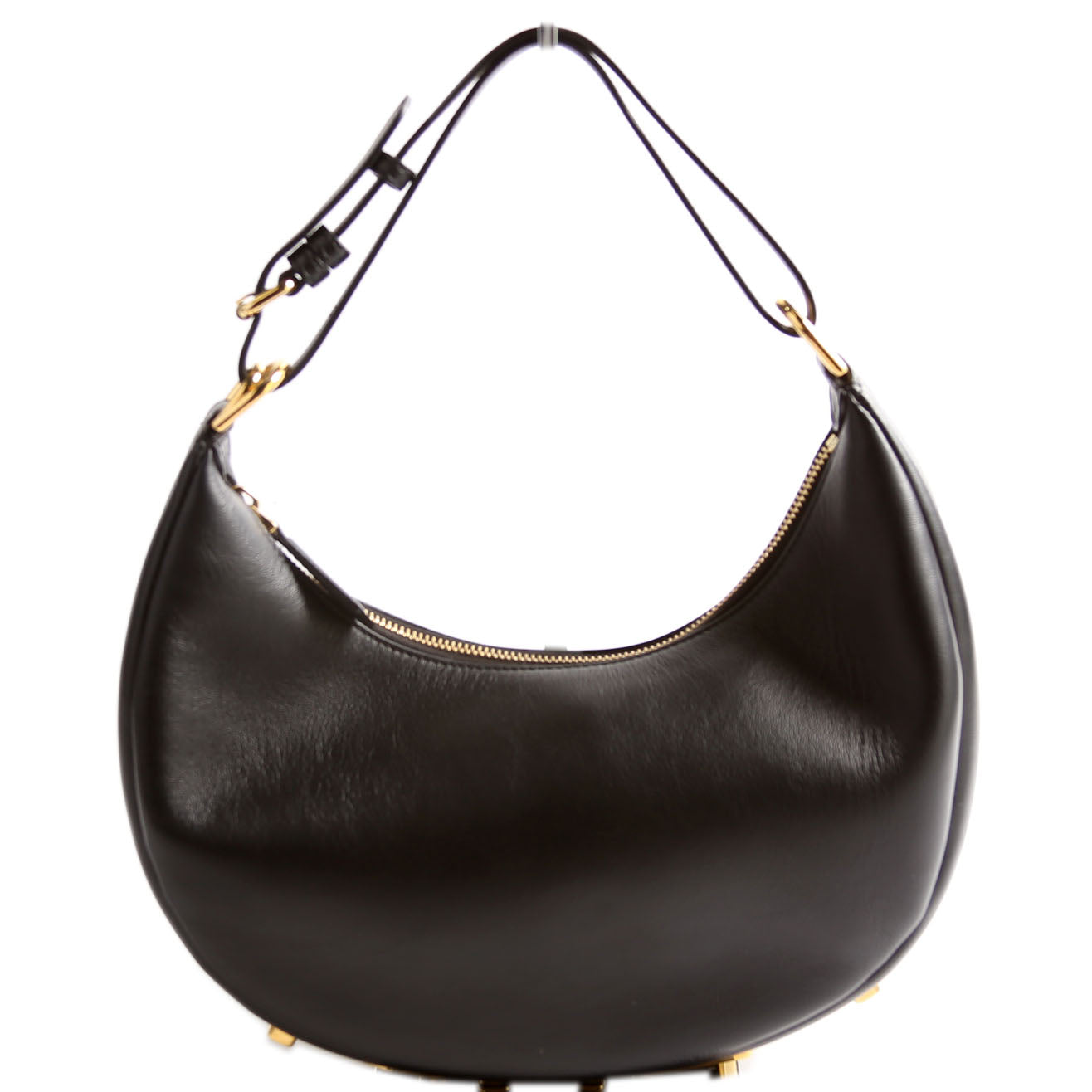 Fendi 8BR798graphy Small Leather Hobo Black Bag