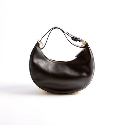 Fendi 8BR798graphy Small Leather Hobo Black Bag