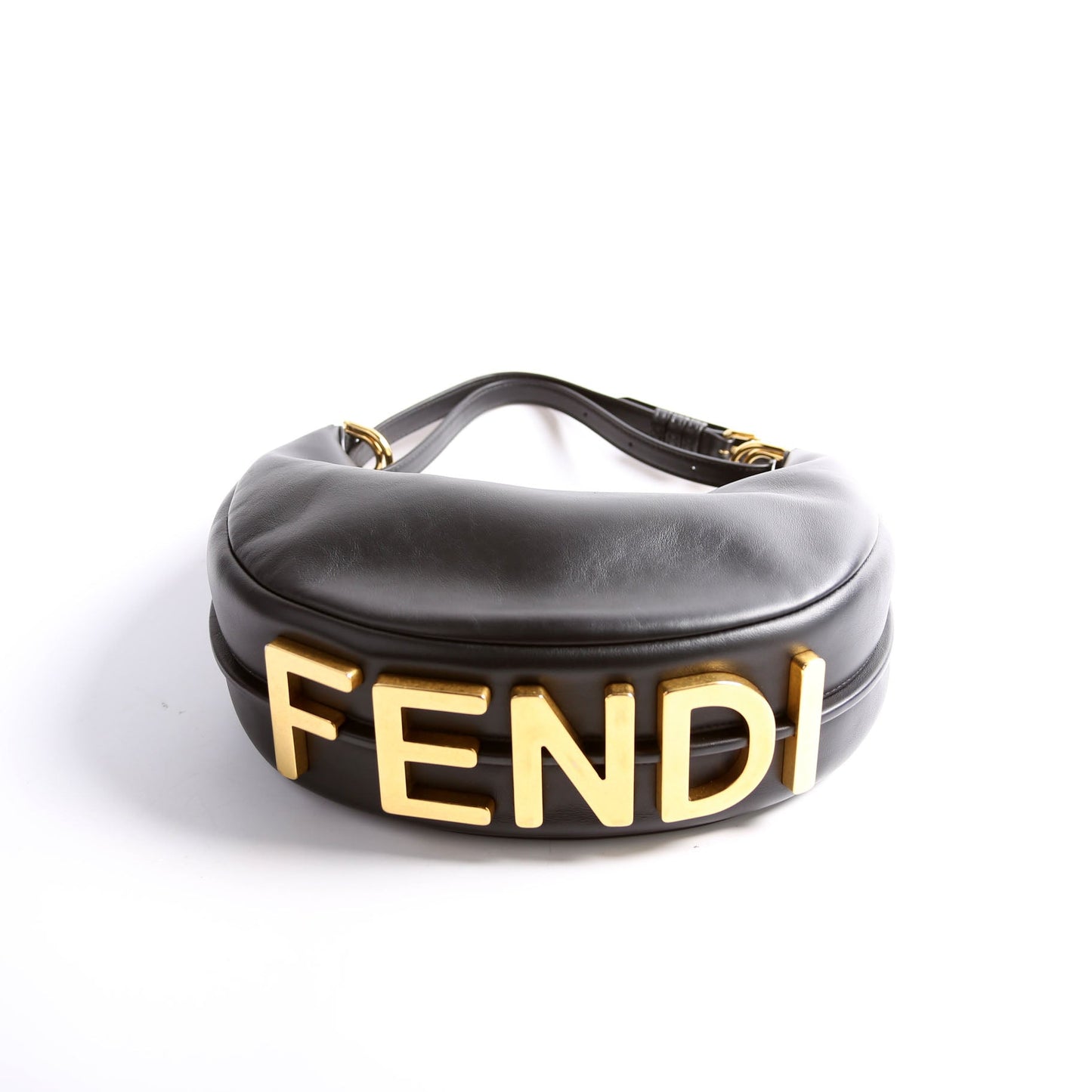 Fendi 8BR798graphy Small Leather Hobo Black Bag