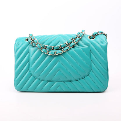 Chanel Classic Flap Medium Chevron Lambskin 23M Teal Bag