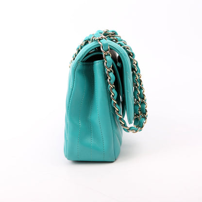 Chanel Classic Flap Medium Chevron Lambskin 23M Teal Bag