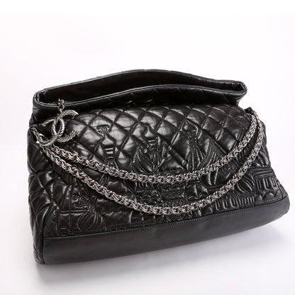 Chanel Paris-Moscow Red Square Kremlin Fold-Over Large Lambskin 12M Black Bag