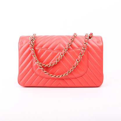 Chanel Classic Flap Medium Chevron Lambskin 27M Salmon Bag