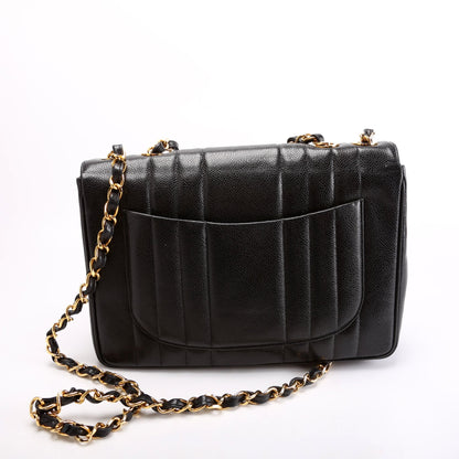 Chanel Flap Vertical Quilted Caviar Jumbo 27M Black Bag