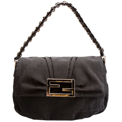 Fendi 8BR614 Zucca Mia Flap Black Bag