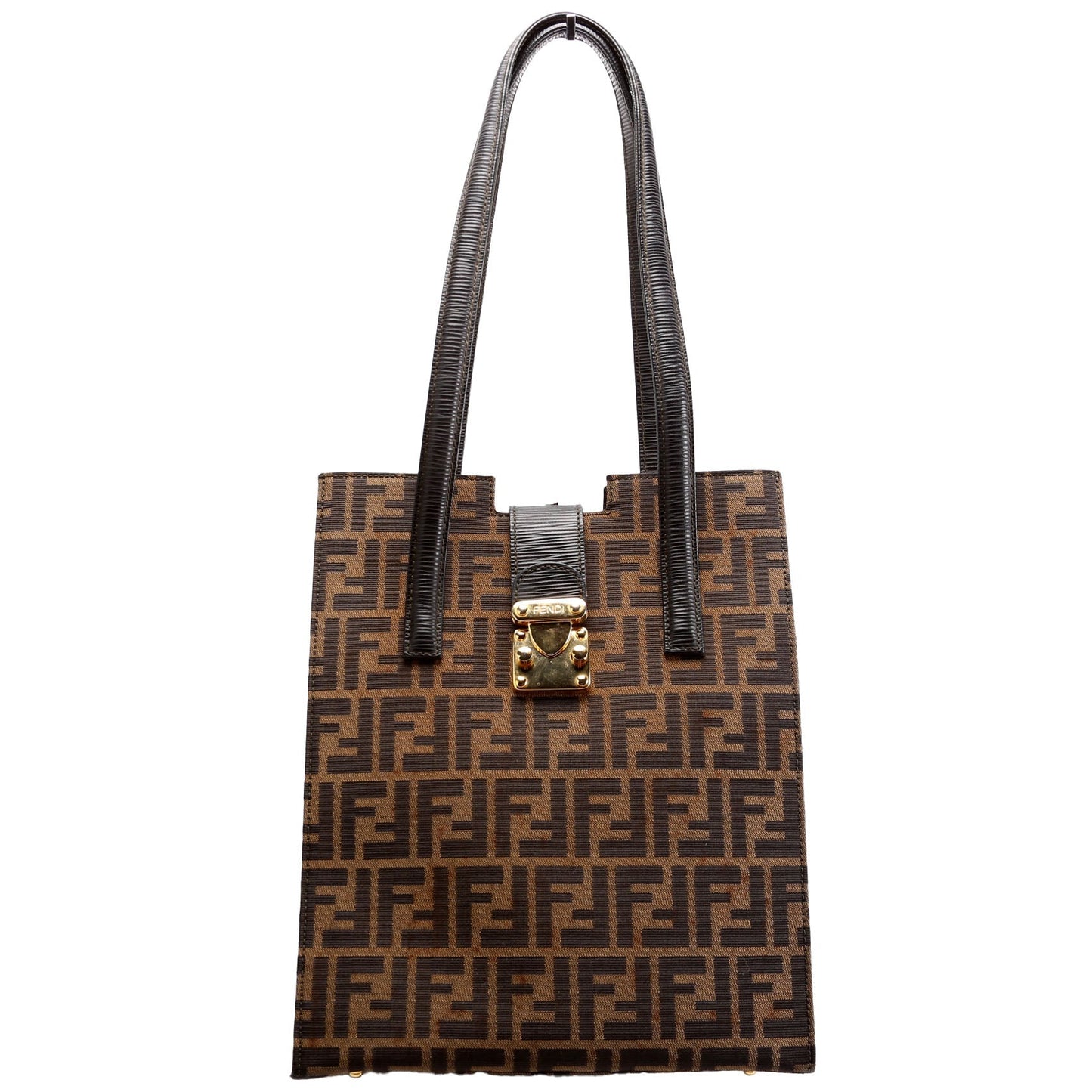 Fendi FF Zucca Vertical Tote Vintage Brown/Black Bag