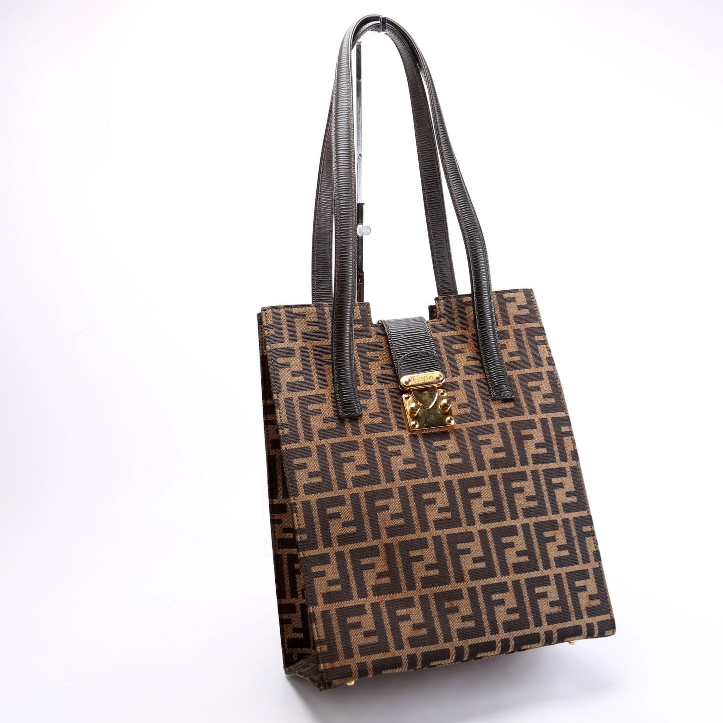 Fendi FF Zucca Vertical Tote Vintage Brown/Black Bag