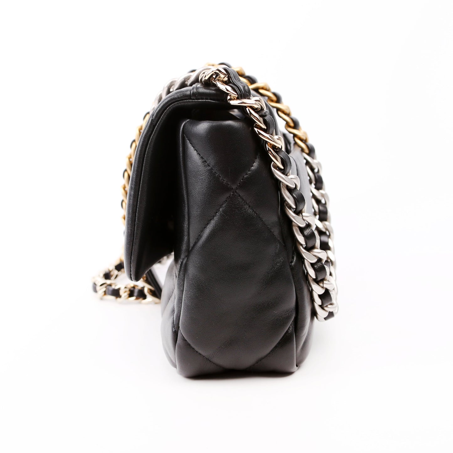 Chanel Quilted Goatskin 19 Medium Flap RFID Black Bag