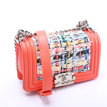 Chanel Boy Flap Small Tweed 20M Coral/Multicolor Bag