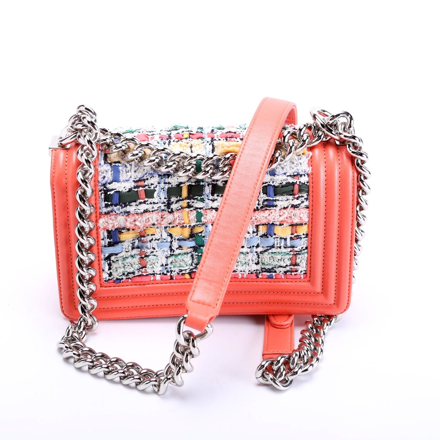 Chanel Boy Flap Small Tweed 20M Coral/Multicolor Bag