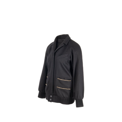 Chanel size 36 cashmere jacket with chain details Black