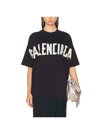 Luxury Balenciaga Trending 2025 Tape Type Cotton Short Sleeve T-Shirt Black