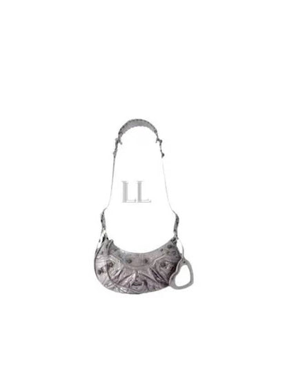 Luxury Balenciaga Trending 2025 Metallic Le Cagol XS Lambskin Shoulder Bag Dark Silver