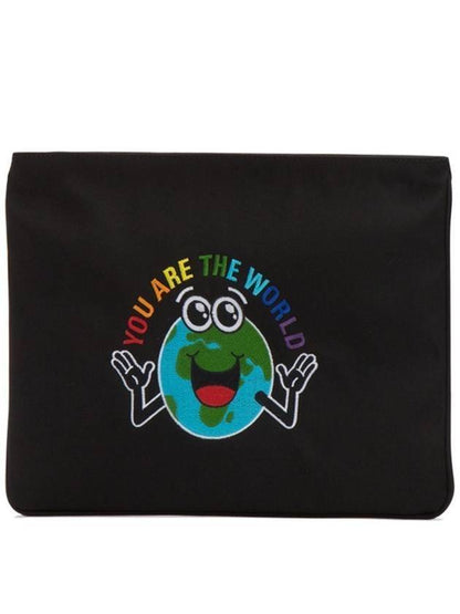 Luxury Balenciaga Trending 2025 Earth Print Nylon Clutch Bag Black