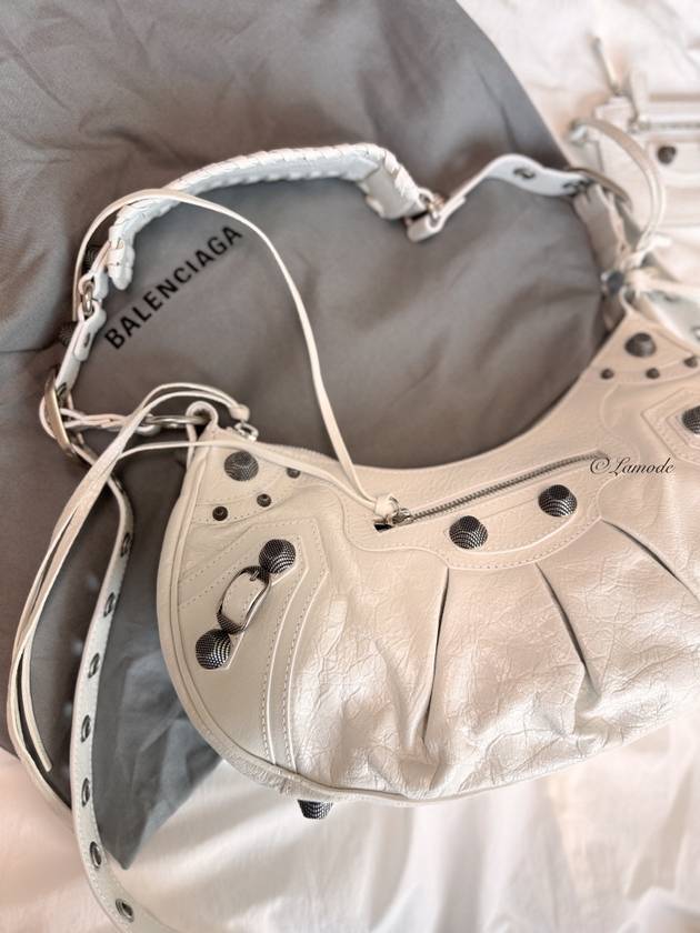 Luxury Balenciaga Trending 2025 Le Cagole Small Leather Shoulder Bag White
