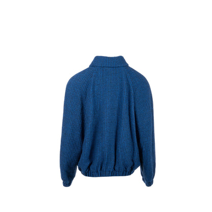 Chanel size 40 22P Blouson jacket cotton/wool/polyamide dark blue