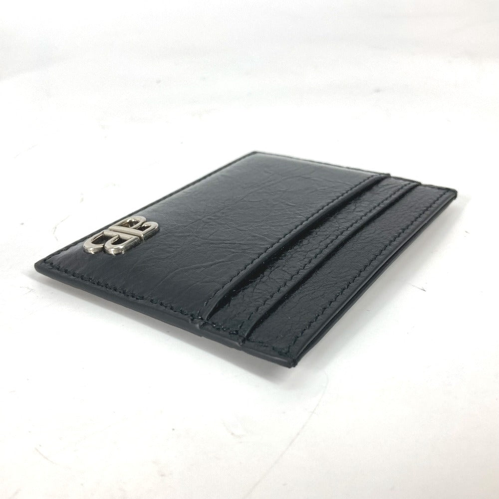 BALENCIAGA Card Case 766547 leather black BB Women