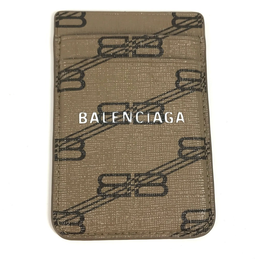 BALENCIAGA Card Case 675835 leather Brown logo magsafe Magsafe unisex(Unisex)