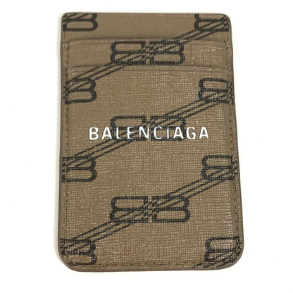 BALENCIAGA Card Case 675835 leather Brown logo magsafe Magsafe unisex(Unisex)