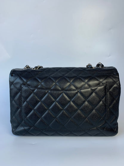 Chanel Classic Flap Jumbo/Large Black Caviar Leather