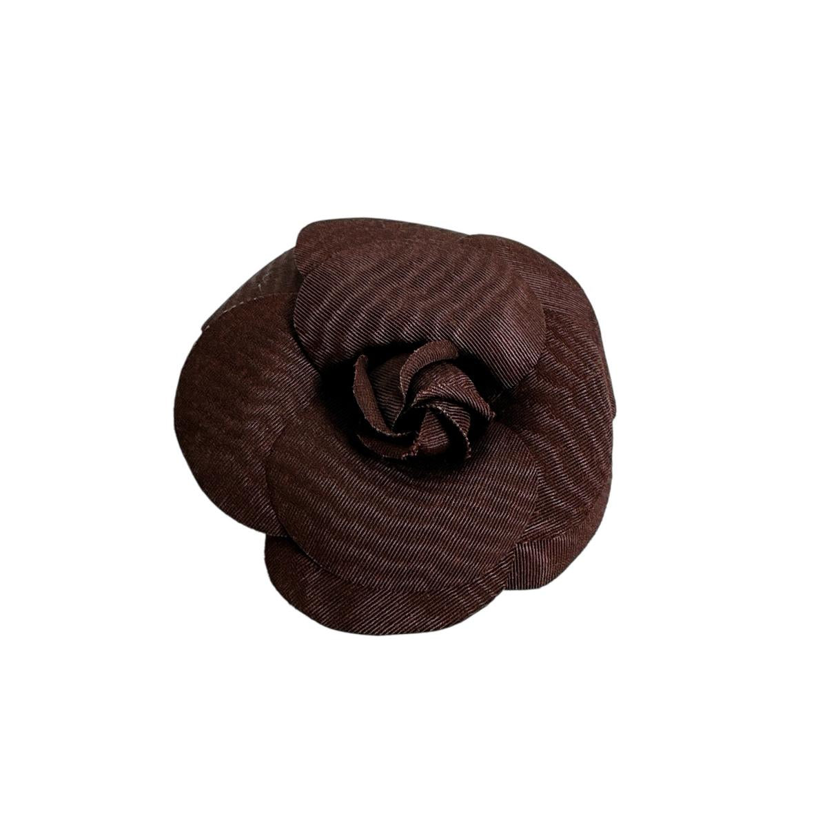 CHANEL Brooch polyester Brown Camelia