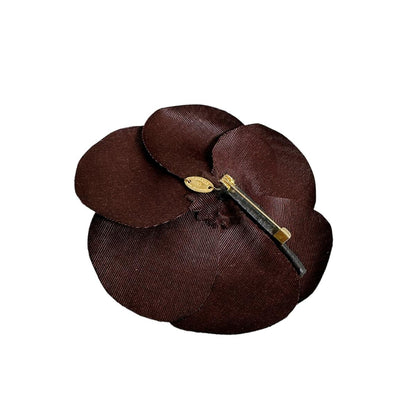 CHANEL Brooch polyester Brown Camelia
