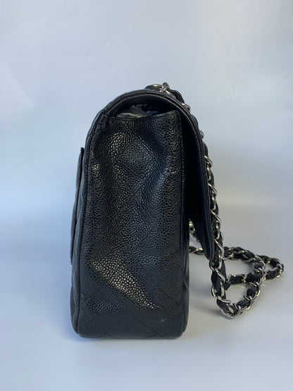 Chanel Classic Flap Jumbo/Large Black Caviar Leather