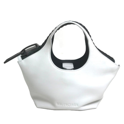 BALENCIAGA Handbag 661854 leather White / black Mega Zip