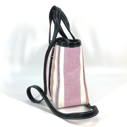 BALENCIAGA Handbag 671404 Leather, Raffia pink stripe BARBES SMALL