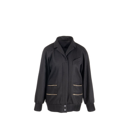 Chanel size 36 cashmere jacket with chain details Black