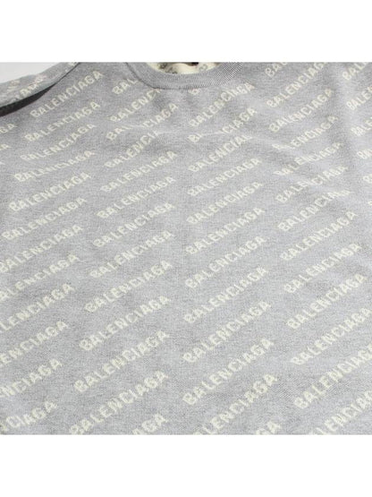 Luxury Balenciaga Trending 2025 Wool Over Logo Pattern Knit Sweatshirt Grey