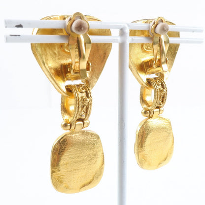 CHANEL Earring Plated Gold gold vintage Green stone Women
