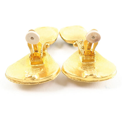 CHANEL Earring Plated Gold gold vintage Green stone Women
