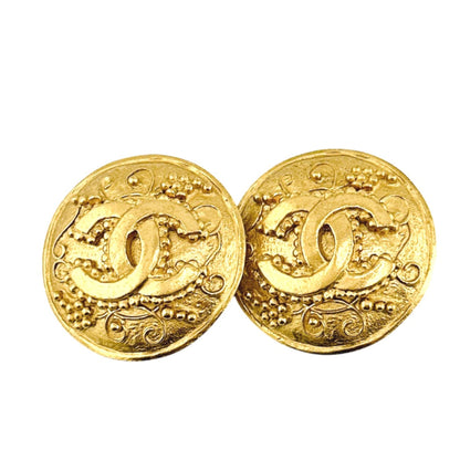CHANEL Earring Gold Plated gold vintage COCO Mark