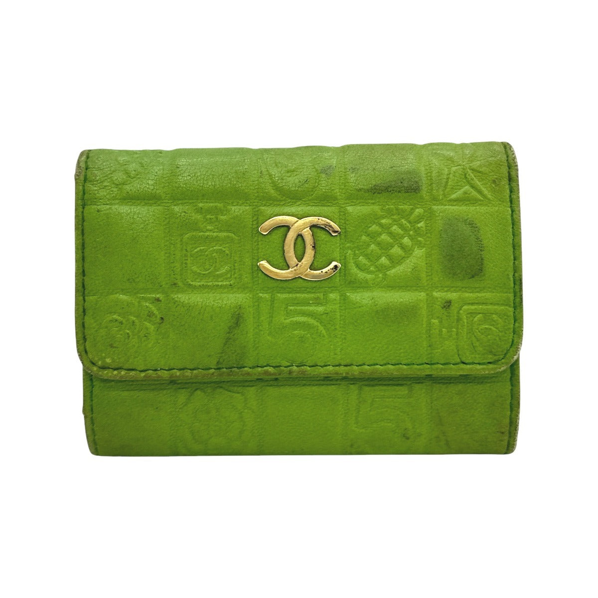 CHANEL Key case Key holder  leather green 6-key case Key holder Icon line Women
