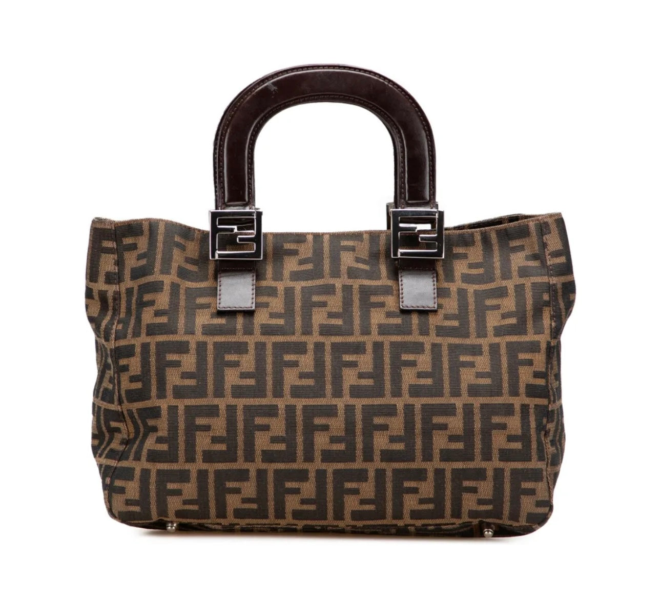 Fendi Vintage FF Handle Tote Zucca Canvas Small