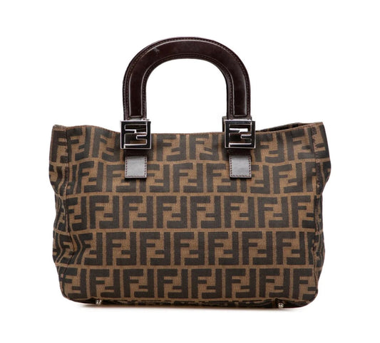 Fendi Vintage FF Handle Tote Zucca Canvas Small