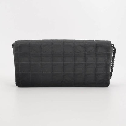 Chanel East West Chocolate Bar Black Leather Silver Hardware, 2000-2002