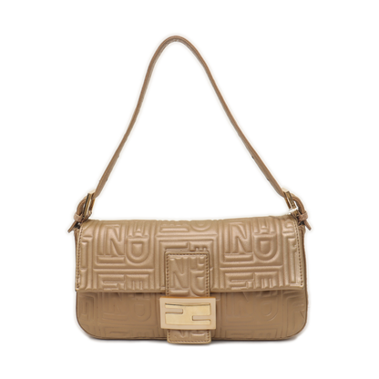 Fendi Baguette 1997 Re-edition 3D Embossed Gold Leather Shoulder bag