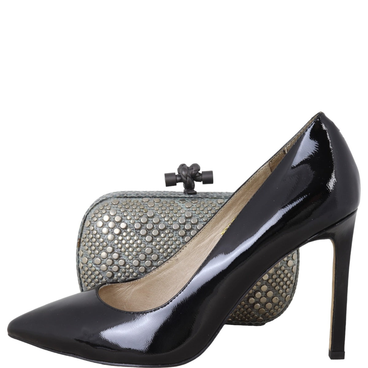 Bottega Veneta Knot Studded Python Trim Clutch
