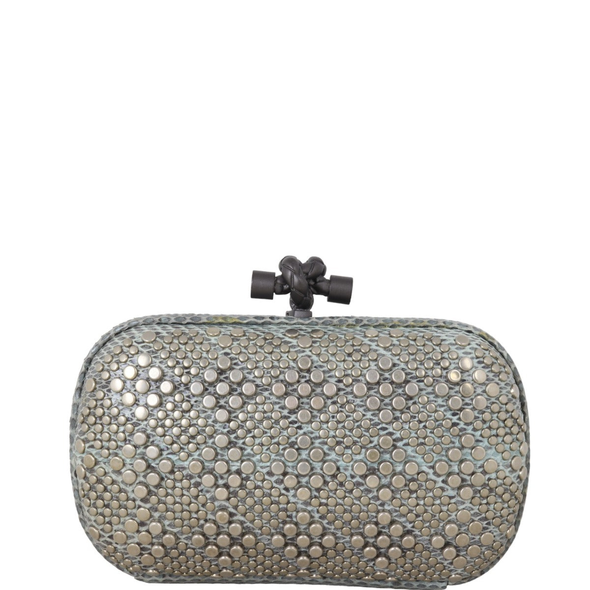 Bottega Veneta Knot Studded Python Trim Clutch
