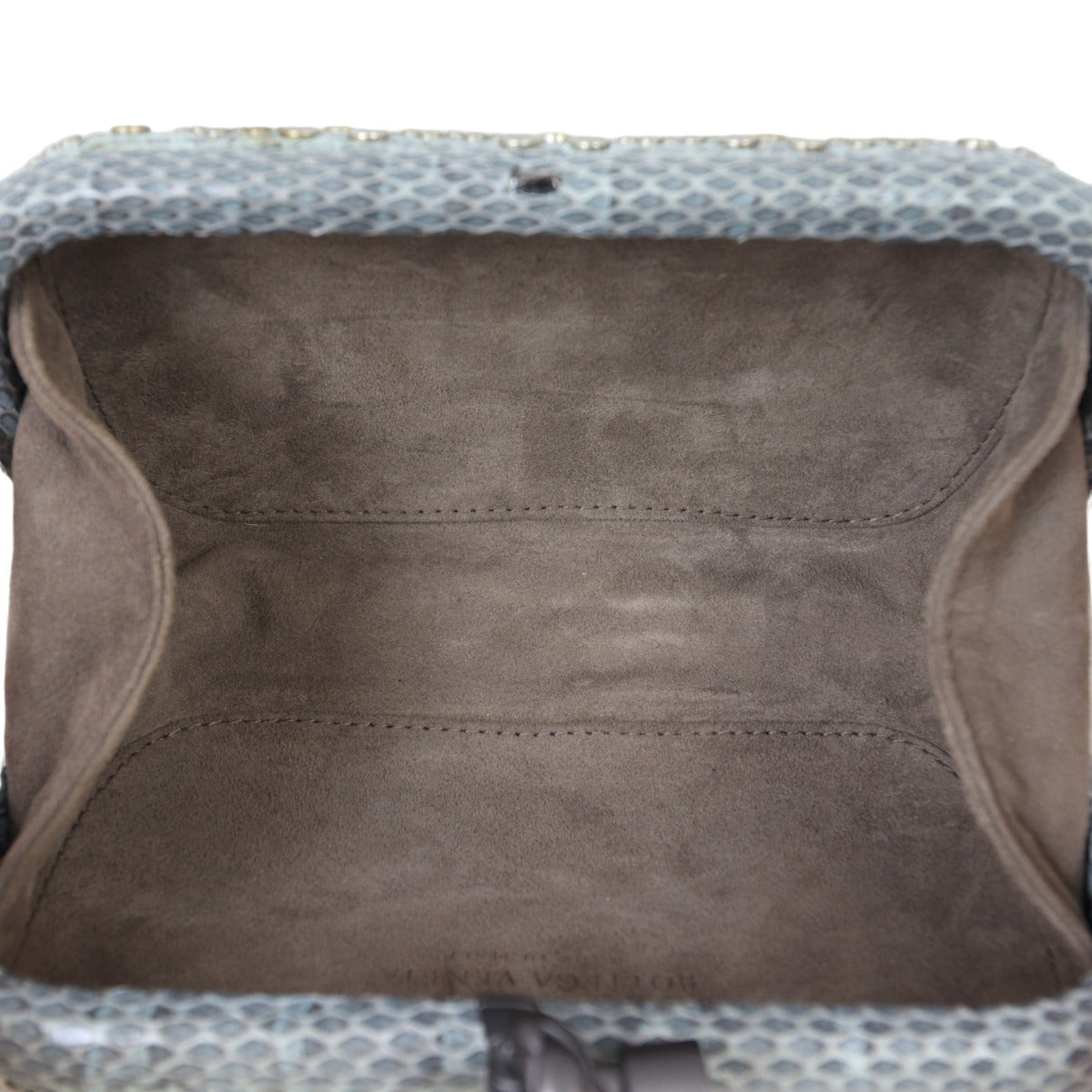 Bottega Veneta Knot Studded Python Trim Clutch