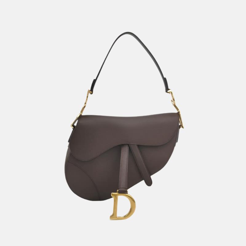 Dior Saddle Medium 2018 Burgundy Brown Grained Leather Handbag