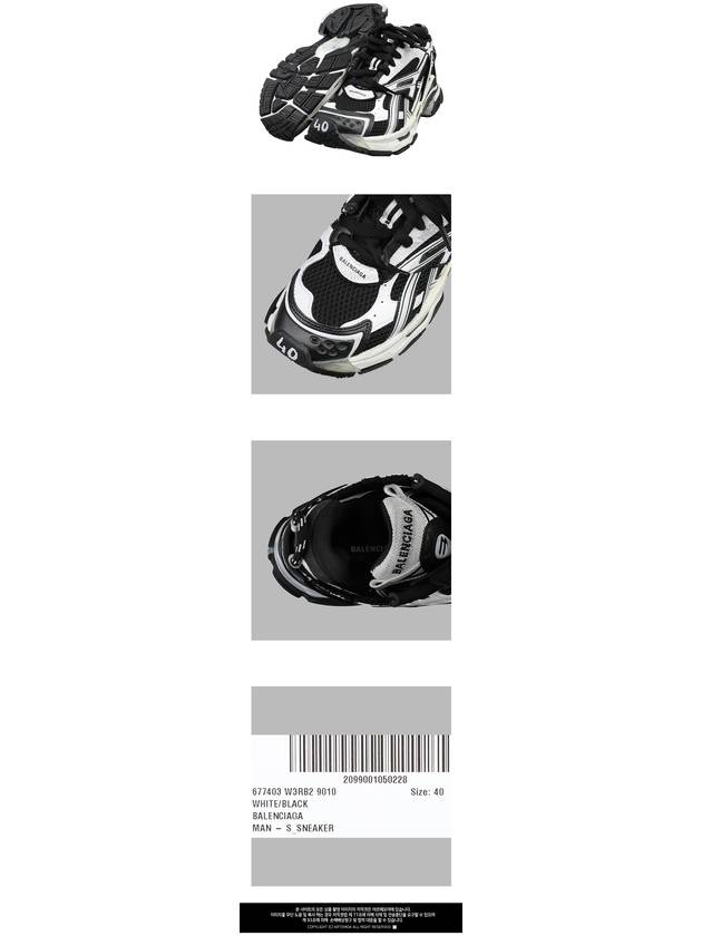 Luxury Balenciaga Trending 2025 Men's Runner Low Top Sneakers White Black