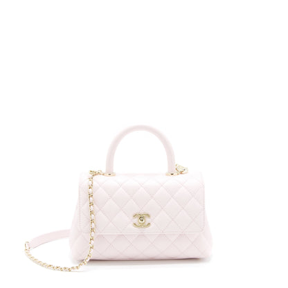 Chanel Small Coco Handle Caviar Light Pink NG750 LGHW(Microchip)