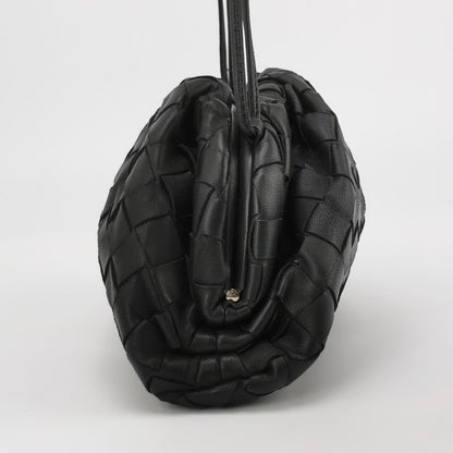 Bottega Veneta Pouch Mini Intrecciato Black Lambskin Leather Crossbody Bag