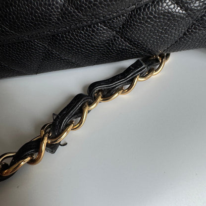 Chanel Classic Flap Jumbo Black Caviar Leather Single Flap Gold Hardware 2009