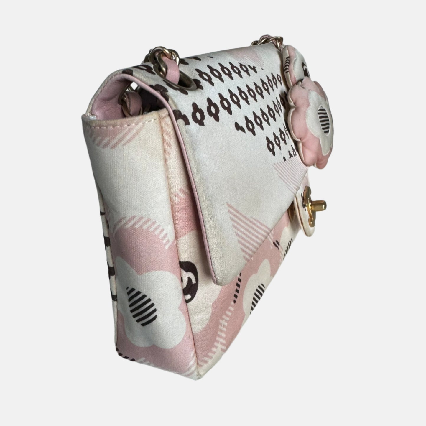 Chanel Camellia Flap Bag Pink Floral Printed Satin Medium, 2005-2006