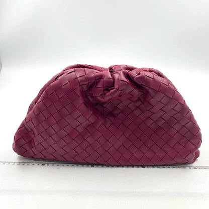 Bottega Veneta Pouch Large Intrecciato Leather Clutch Burgundy
